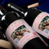 Fotosjabloon roze floral Happy Galentines Day Wijn Etiket