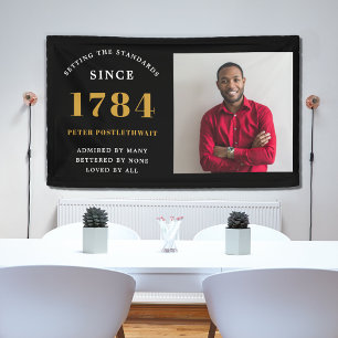 Fotosjabloon Verjaardagsfeestje Zwart Goud Elk Jaa Spandoek