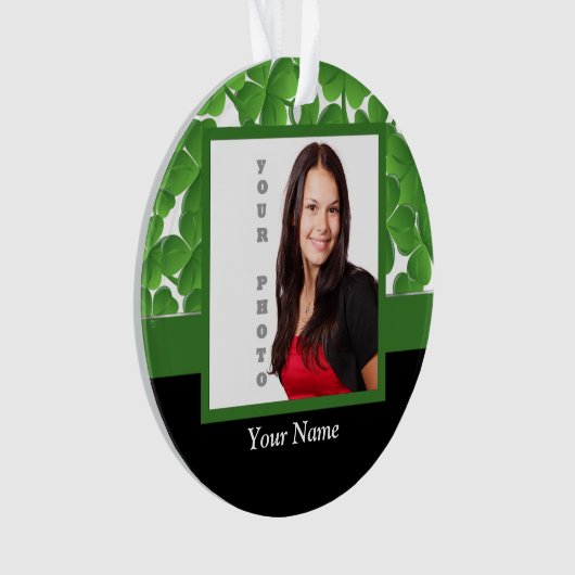 Fotosjabloon voor groene shamrock ornament (voorkant)