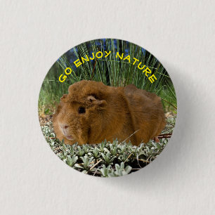 Fotosjabloon voor natuur geïnspireerd Cute Guinee Ronde Button 3,2 Cm
