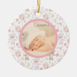 Fotosjabloon voor roze Teddy Bears en Balloons Keramisch Ornament