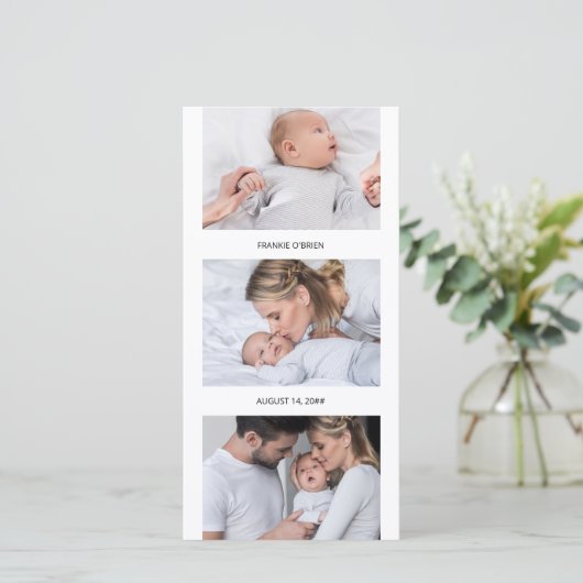 Fotostrip Collage 4 Foto Geboorte Aankondiging (Staand voorkant)