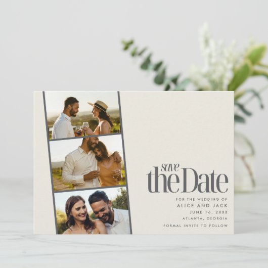 Fotostrip Moderne bruiloft Bewaar de datum Save The Date (Staand voorkant)