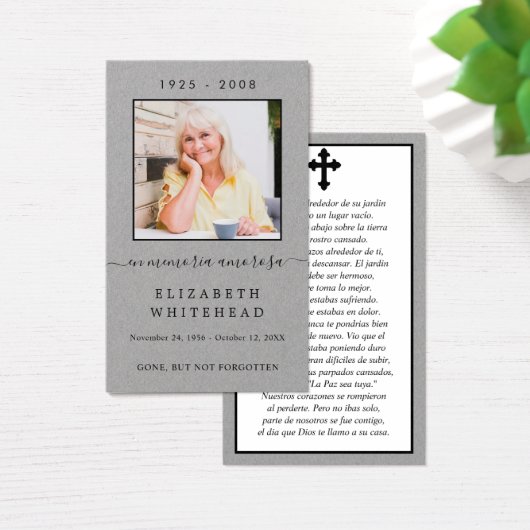 Fotosympathie Spaanse funeral Prayer Card Visitekaartje (Bureau)