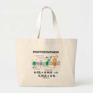 Fotosynthese (koolstofdioxide + water) grote tote bag
