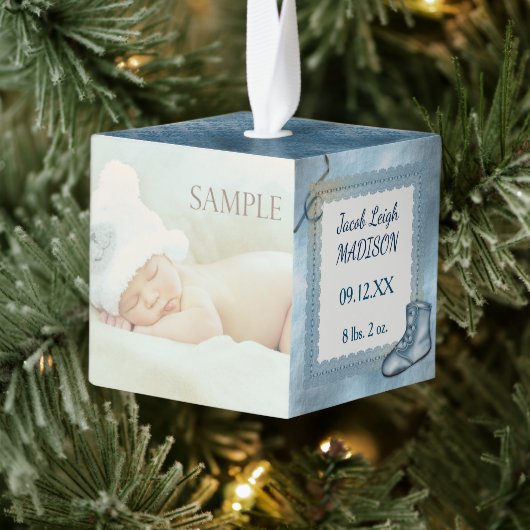 Fototemplate Cute Blue Baby Ornament (Boom)