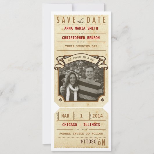 fototheater afspeelbiljet Opslagdatum Save The Date (Voorkant)