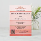 Fototoon op Tone Coral Striped Verloving Kaart (Staand voorkant)