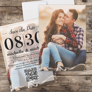 Fototypografie Sla de datum QR Code Modern op Save The Date