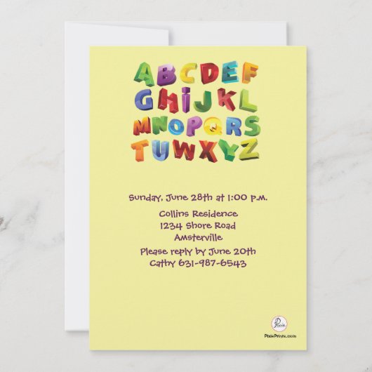 Fotouitnodiging van ABC Kaart (Achterkant)