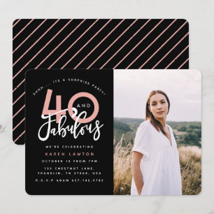 Fotouitnodiging voor 40 en geweldige verjaardagsfe kaart