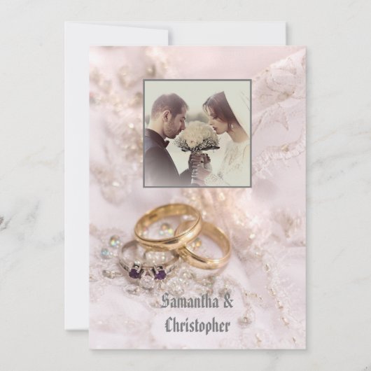 Fotouitnodiging voor bruiloft kaart (Achterkant)