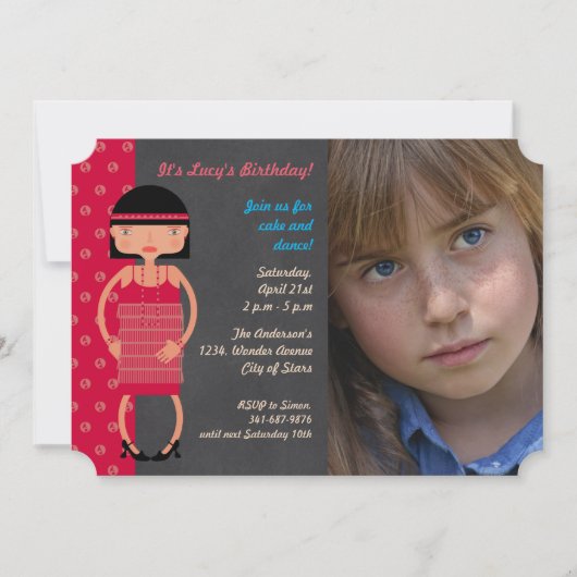 Fotouitnodiging voor Charleston Chic Birthday Kaart (Voorkant)