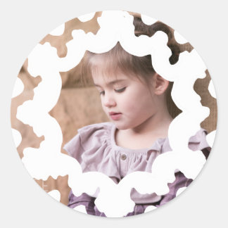 Fotovakantietekker: White Snowflake Photo Ronde Sticker