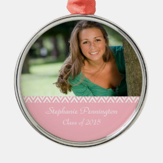 Fotoversieve roze witte zigzag afstuderen metalen ornament