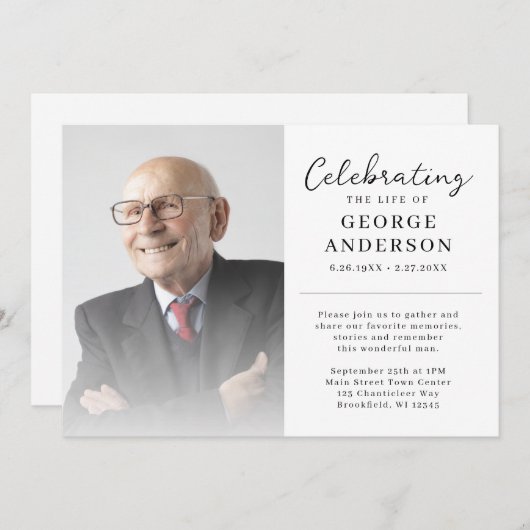 Fotoviering van de herdenkingsdag van het leven kaart (Voorkant / Achterkant)