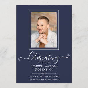 Fotoviering van het leven Orde van de dienst blauw Programma