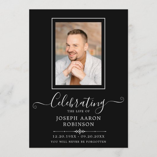 Fotoviering van het leven Orde van dienst zwart Programma (Voorkant)