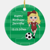 fotovoetbal Meisjesonderscheiding Keramisch Ornament (Achterkant)