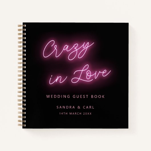 Fou de l'amour Neon Glow Mariage livre d'or (Devant)