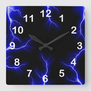 Foudre bleue numérotée horloge murale