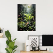 Fougère de forêt profonde, impression de mur sombr (Bureau à domicile)
