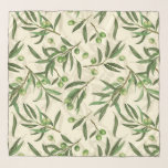 Foulard Aquarelle des branches d'olive<br><div class="desc">Branches d'olivier peintes avec aquarelles,  design motif transparent</div>