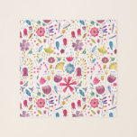 Foulard Aquarelle Florale Botanique Hérisson Motif<br><div class="desc">Une aquarelle assez moderne peinte de fleurs et de feuilles aux riches couleurs automnales parsemée sur un arrière - plan blanc.</div>