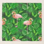 Foulard Aquarelle tropicale Flamant rose<br><div class="desc">Ambiance motif aquarelle avec flamants et feuilles tropicaux.</div>