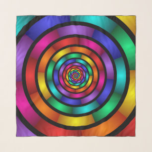 Foulard Arrondi et psychédélique coloré Art moderne fracta