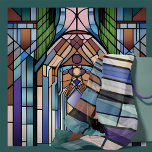 Foulard Art Nouveau vert et violet<br><div class="desc">Ce design géométrique élaboré est dans l'esprit des mouvements Art Nouveau et Art Déco. Les couleurs sont douces,  turquoise,  vert et violet. Cet art a été imaginé en IA.</div>