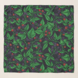 Foulard Blackberry sur gris foncé<br><div class="desc">Motif vectoriel dessiné à la main avec branches de mûre</div>