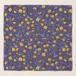 Foulard Boutons jaunes et violets<br><div class="desc">Bouttercups peints à la main et diverses herbes sauvages</div>