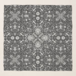 Foulard Bugs, blanc cassé sur noir<br><div class="desc">Motif symétrique tiré à la main avec divers insectes-coléoptères,  papillons et araignées</div>