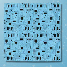 Foulard carré bleu azur Circuit imprimé pour infor