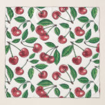 Foulard Cerises rouges sur blanc<br><div class="desc">Cerisier peint à la main, motif d'aquarelle et d'encre</div>