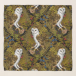 Foulard Chouettes, fougères, chênes et baies 2<br><div class="desc">Chouettes а et peintes,  souris,  baies et fougères forestières,  motif sans soudure</div>