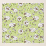 Foulard Compter les moutons sur le vert de rosée miel<br><div class="desc">Tableaux et marguerites de doodles mignons peints à la main</div>