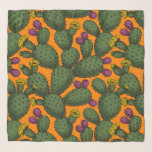 Foulard coucher de soleil du désert<br><div class="desc">J'avais dessiné des cactus d'opuntia dans mon sketchbook,  puis je les ai redessinés et colorés dans Illustrator pour faire un motif.</div>
