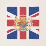 Foulard Drapeau de l'Union britannique et crête royale<br><div class="desc">Royal Crest et Union Flag du Royaume-Uni de Grande-Bretagne et d'Irlande du Nord.</div>
