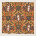Foulard Écureuil d'automne sur brun foncé<br><div class="desc">Écureuil peint à la main et flore automnale - feuilles; champignons; glands et baies</div>