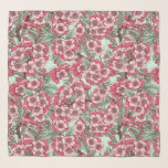 Foulard Fleur de cerisier rose et menthe<br><div class="desc">Motif tiré à la main avec fleur de cerisier</div>