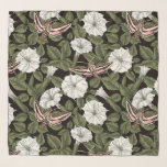 Foulard Fleurs de lune et sphinx Mois<br><div class="desc">Motif dessiné à la main avec des lunes et des papillons sphinx</div>