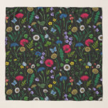 Foulard Fleurs sauvages en noir<br><div class="desc">Collection peinte à la main de différentes fleurs sauvages.</div>