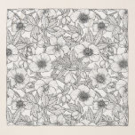 Foulard Hellebores en noir et blanc<br><div class="desc">Fleurs d'alésage peintes à la main,  illustration vectorielle</div>