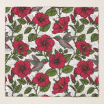 Foulard Hibiscus et colibris<br><div class="desc">Motif vectoriel sans soudure avec fleurs d'hibiscus dessinées à la main et fleurs d'Hibiscus et colibris</div>