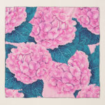Foulard Hydrangea aquarelle motif, rose et bleu<br><div class="desc">Motif de fleur d'hydrangée rose peinte d'aquarelles.</div>