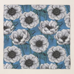 Foulard Jardin d'anémone blanc<br><div class="desc">Fleurs d'anémones dessinées dans Illustrator,  motif vectoriel transparent.</div>