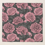 Foulard Jardin de pivoine nocturne rose et gris<br><div class="desc">Fleurs de pivoines roses dessinées à la main,  conception motif transparente.</div>