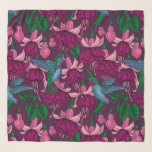 Foulard Jardin des colibris<br><div class="desc">Motif vectoriel sans soudure avec fleurs fuchsia dessinées à la main et colibris</div>